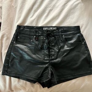 Micro leather Black Women's Shorts
